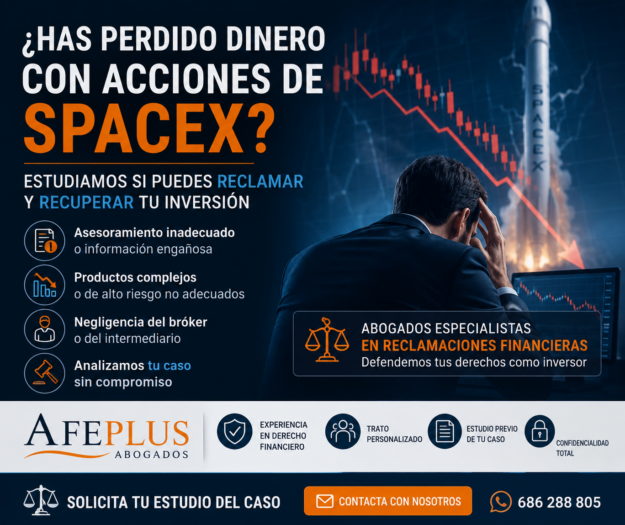 Abogados para reclamar pérdidas con acciones de SpaceX por asesoramiento inadecuado o negligencia del bróker